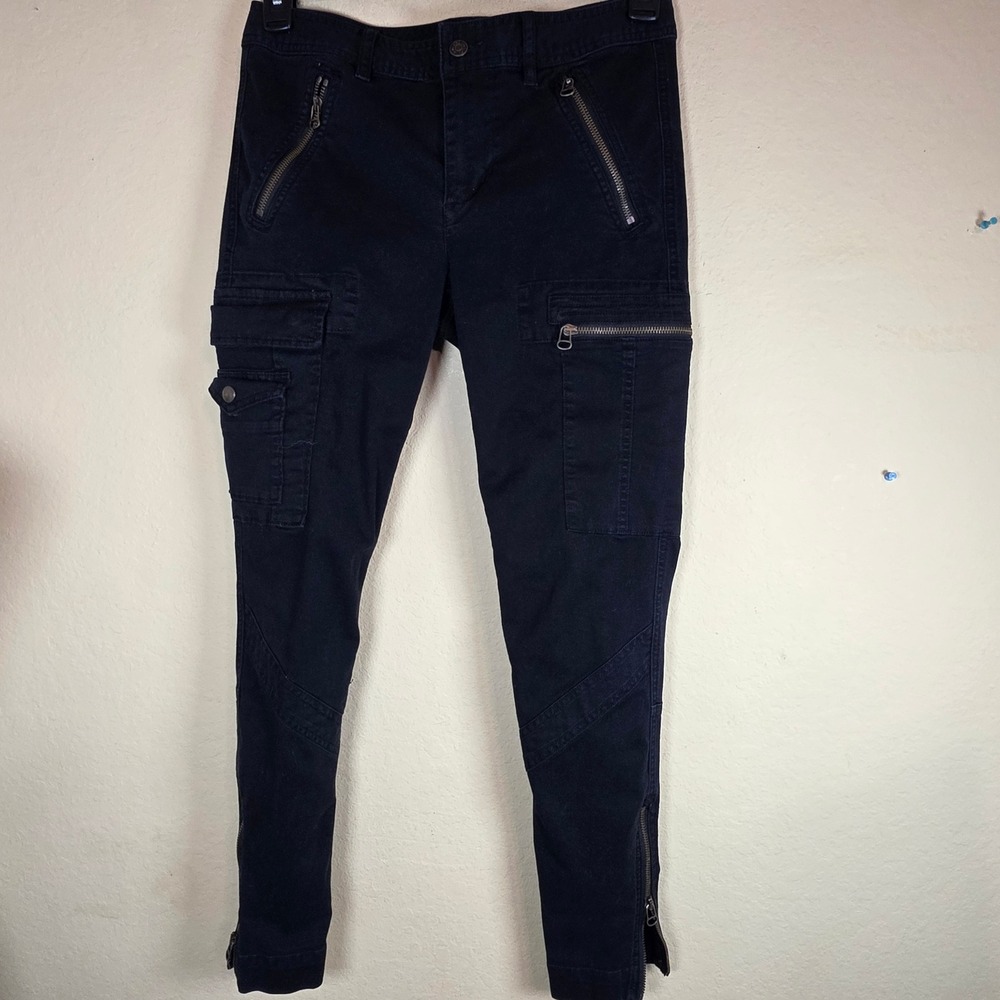 Ralph lauren Black utility goth punk Super Stretch Twill Cargo Skinny Pants S 8